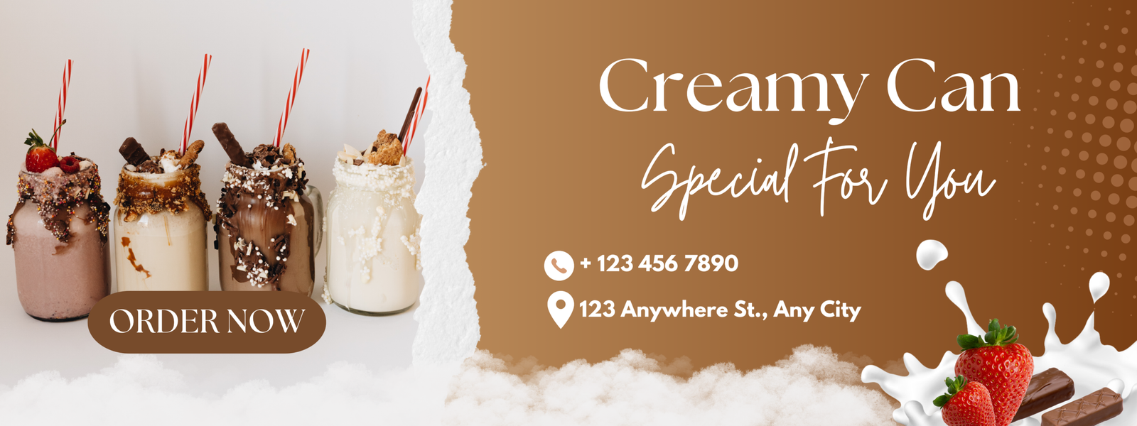 Brown and White Elegant Modern Promotion Drink Banner